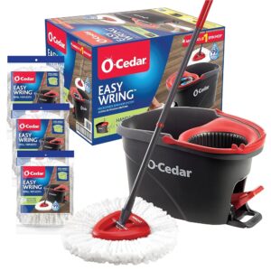 O-Cedar EasyWring Microfiber Spin Mop and Bucket Flooring Cleansing Set with Three Further Refills