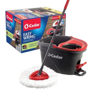 O-Cedar EasyWring Microfiber Spin Mop and Bucket Ground Cleansing System, Pink and Grey, Customary Measurement