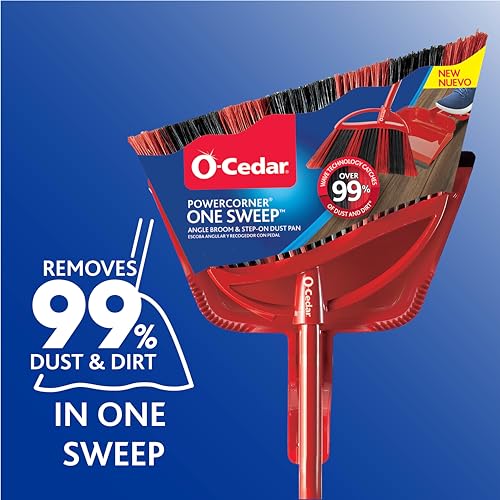 O-Cedar One Sweep Broom with Step-On Dustpan | Obtain 99% Filth Elimination in One Sweep | Light-weight and Quiet Cleansing Instrument | Good for Pet House owners