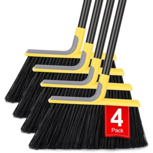 Set of 4 Heavy-Responsibility Out of doors Brooms with 58-Inch Lengthy Deal with for Efficient Flooring Cleansing – Ideally suited for Sweeping Courtyards, Eating places, Garages, Patios, Decks, and Markets