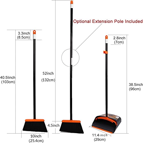 TreeLen 52" Lengthy Deal with Broom and Dustpan Set for Residence, Kitchen, Workplace, and Foyer Use - Upright Stand-Up Broom and Dustpan Combo